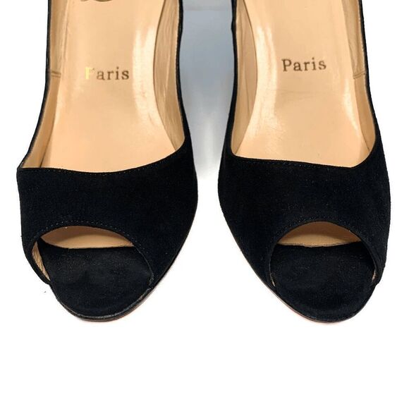 Christian Louboutin Black Peep Toe Heels - Picture 3 of 10